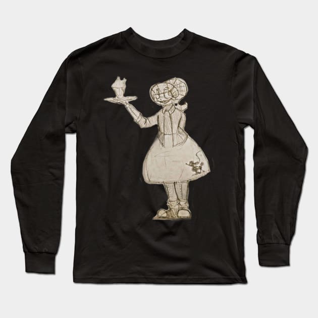 Fifties Robot Waitress Long Sleeve T-Shirt by BlueGoo